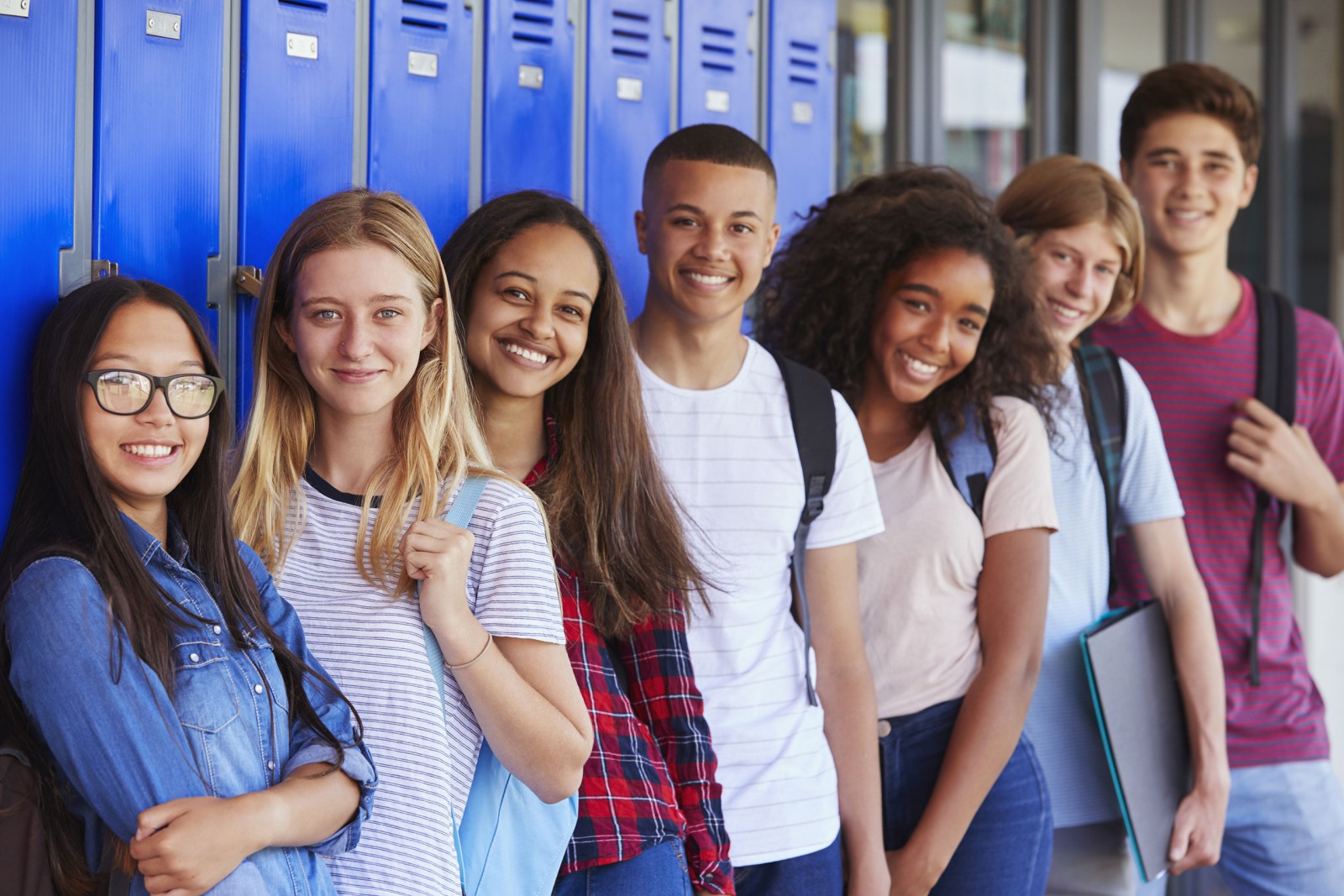 Students in front of locker