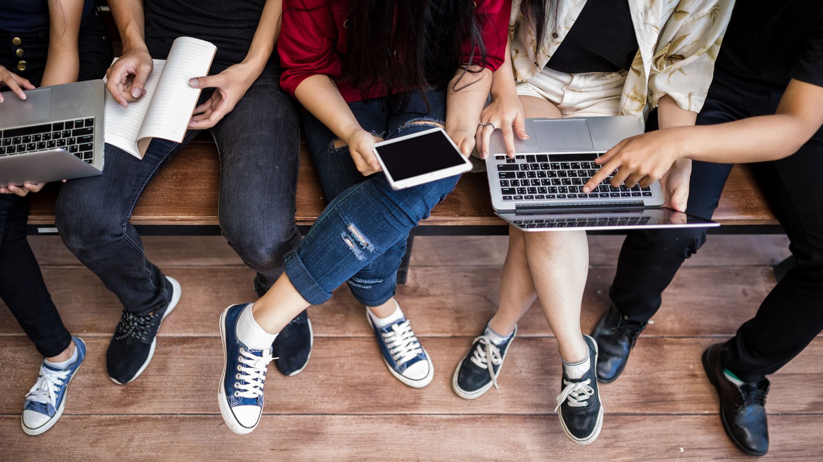 Students with devices