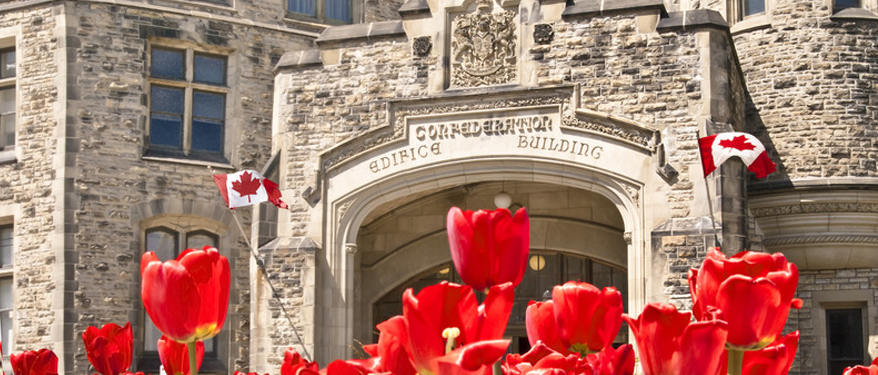 The canadian Parliament Confederation Building on Wellington Street in Ottawa.