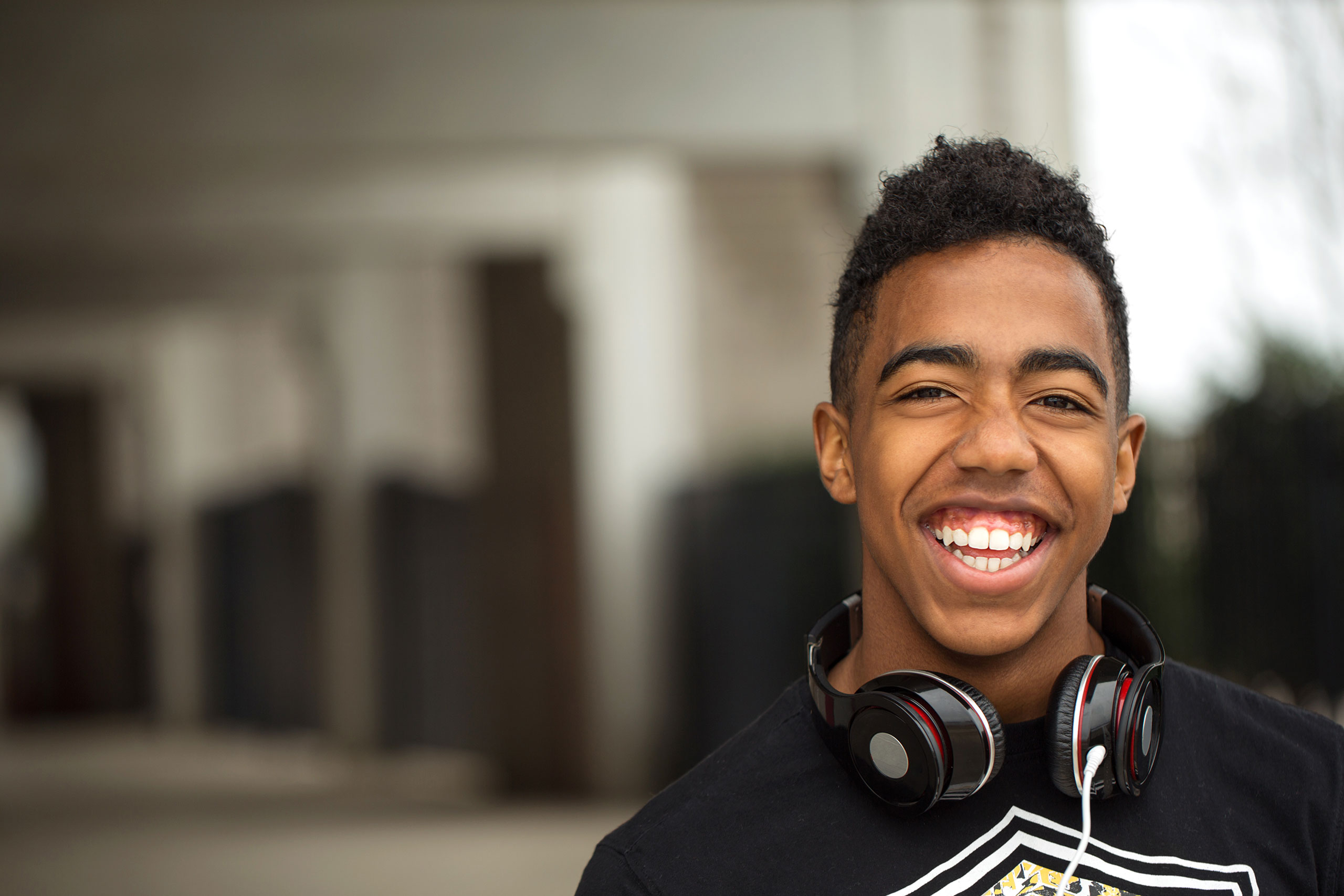 Student wearing headphones