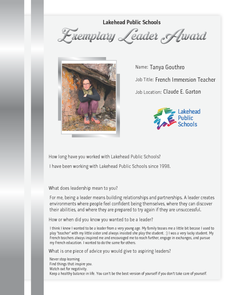 Recipient of Exemplary Leadership Award: Tanya Gouthro - Lakehead
