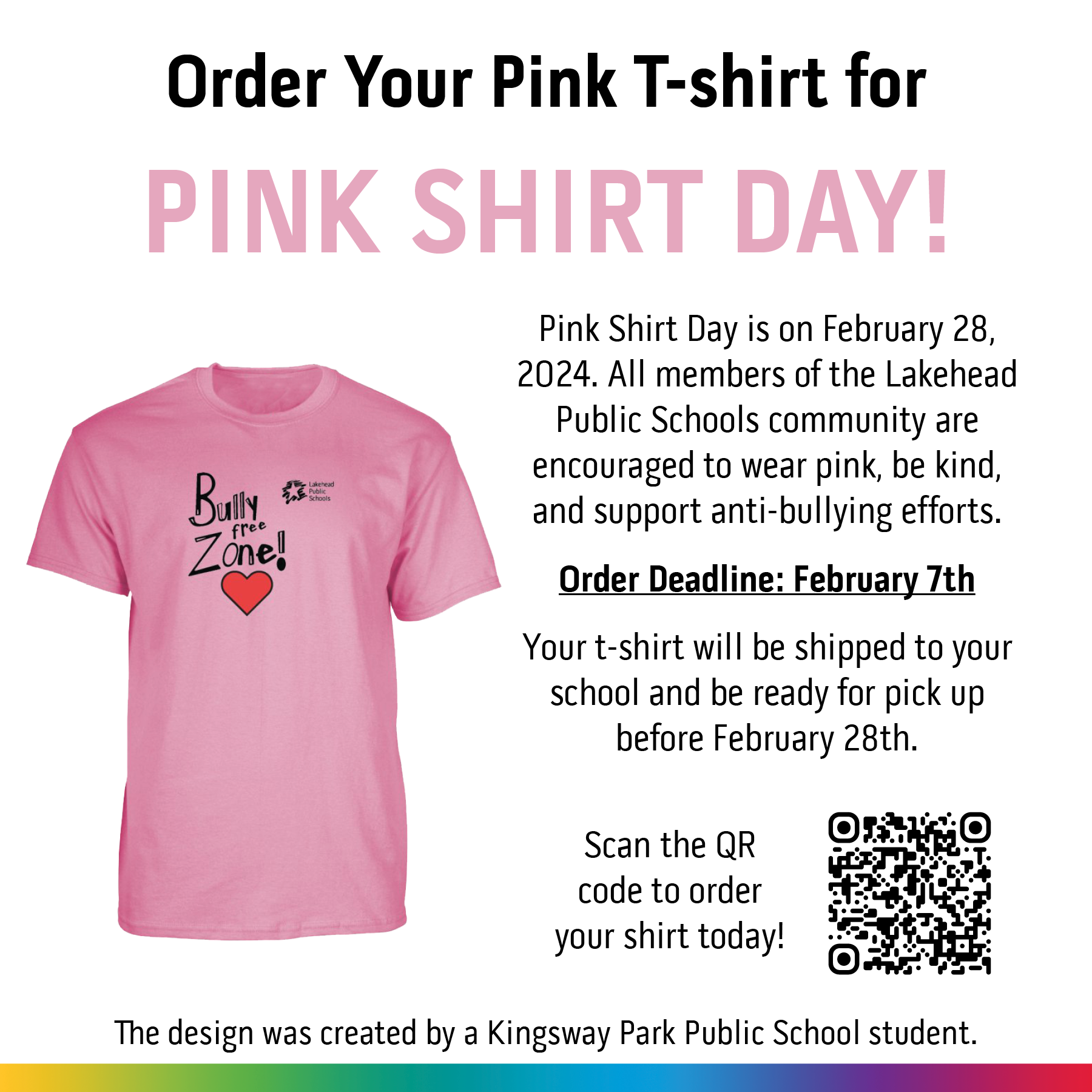 Pink Shirt Day Orders Lakehead District School Board Lakehead